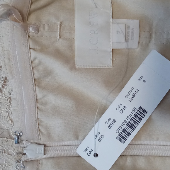 🆕️ 🍾J. Crew🍾 - Champagne "Leavers Lace" Strapless Cathleen Sheath Dress - Picture 4 of 12